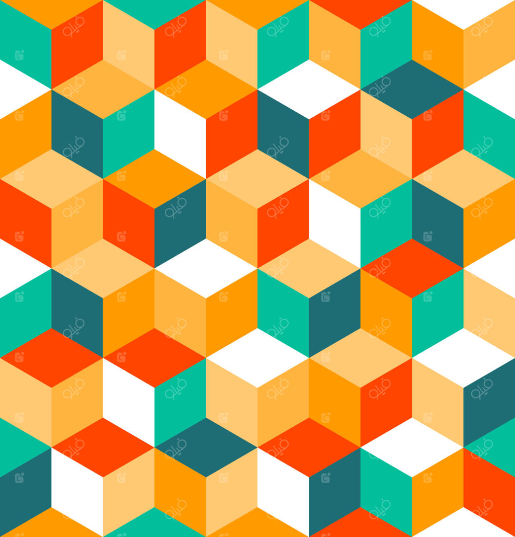 الگوی یکپارچه مکعب‌های رنگی. پس‌زمینه بی‌پایان مکعب‌های رنگارنگ. مکعب‌های برداری. پس‌زمینه انتزاعی با اشکال هندسی.