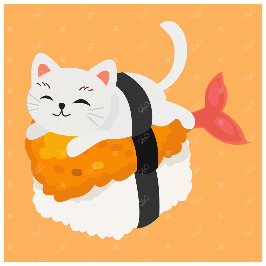 گربه بامزه در لباس سوشی 🐱🍣