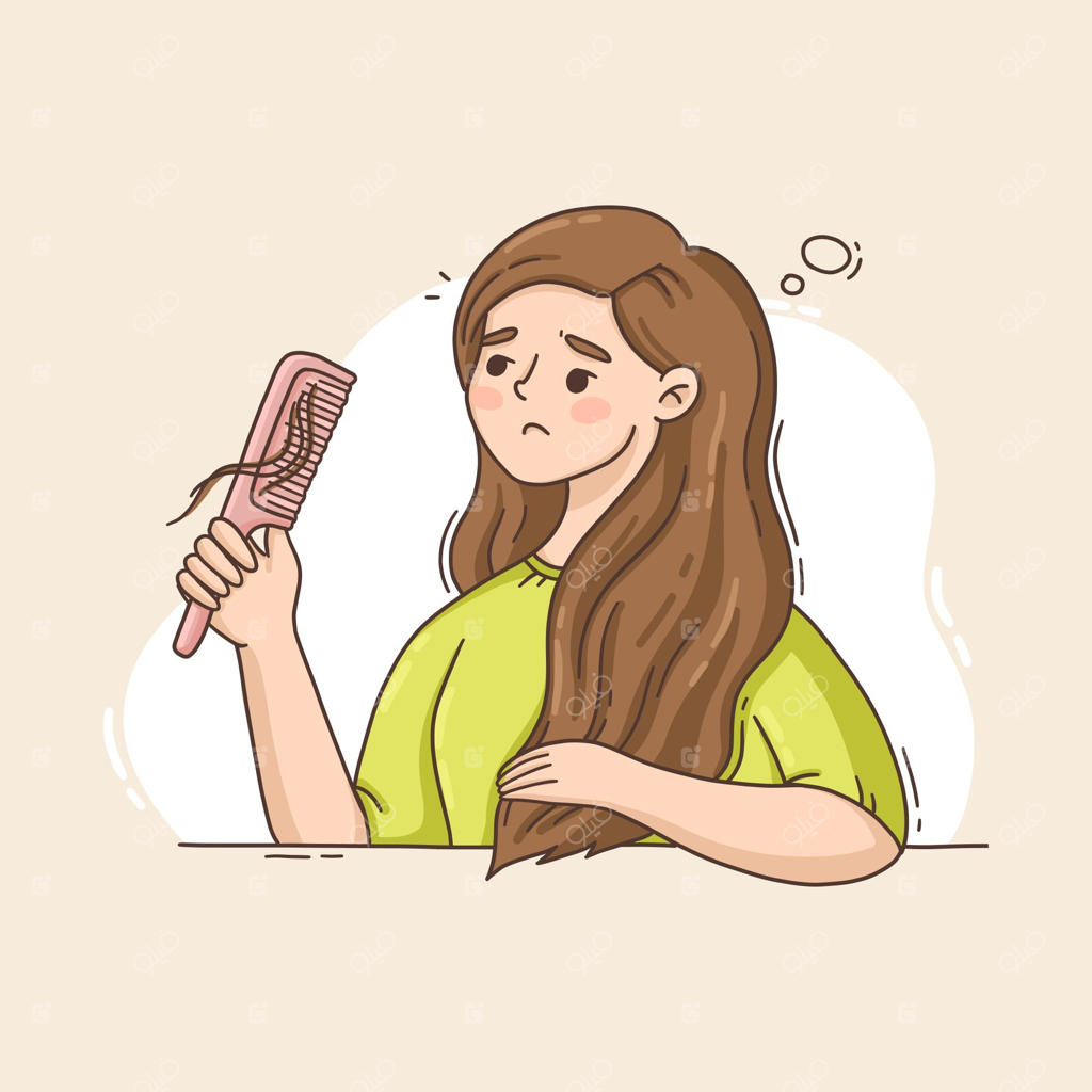 مفهوم ریزش مو با طراحی دست تخت илструе شده است