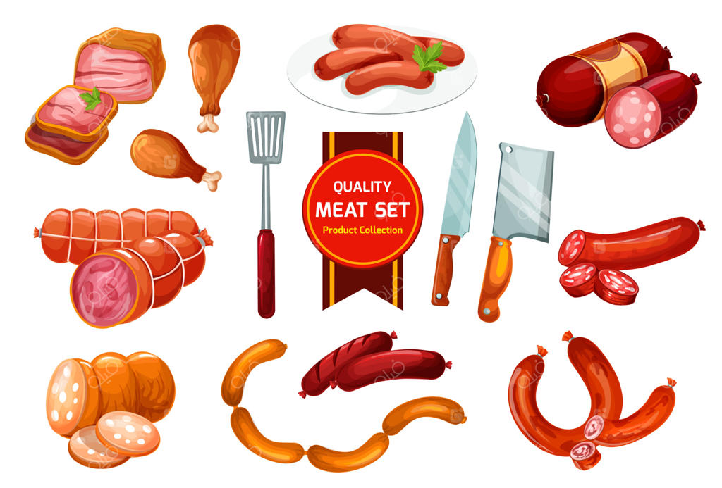 سوسیس گوشت گاو و خوک در مغازه قصابی