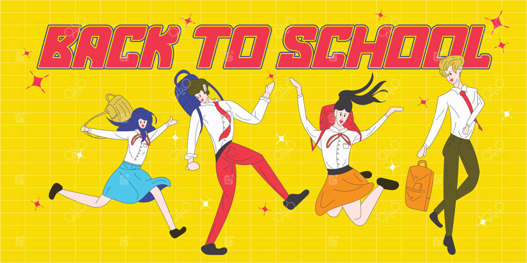 مجموعه شخصیت‌های دانش‌آموزان برای بازگشت به مدرسه با وکتور ایلوستریشن