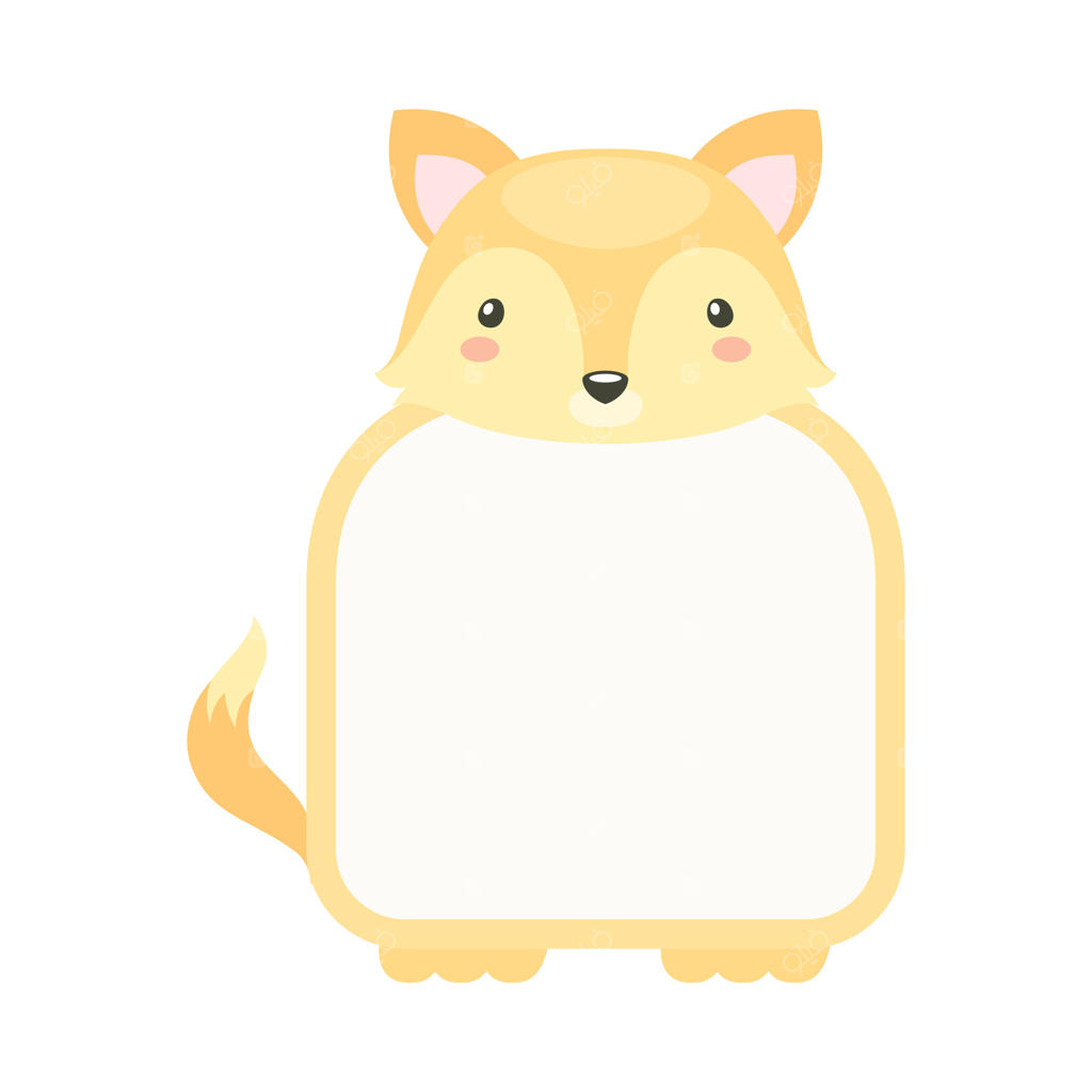 قاب تزیین شده با سر توله روباه: آلبوم عکس، صفحه دفترچه یادداشت، خاطرات و برچسب‌ها با تصویر کارتونی از حیوانات بامزه بچه‌!