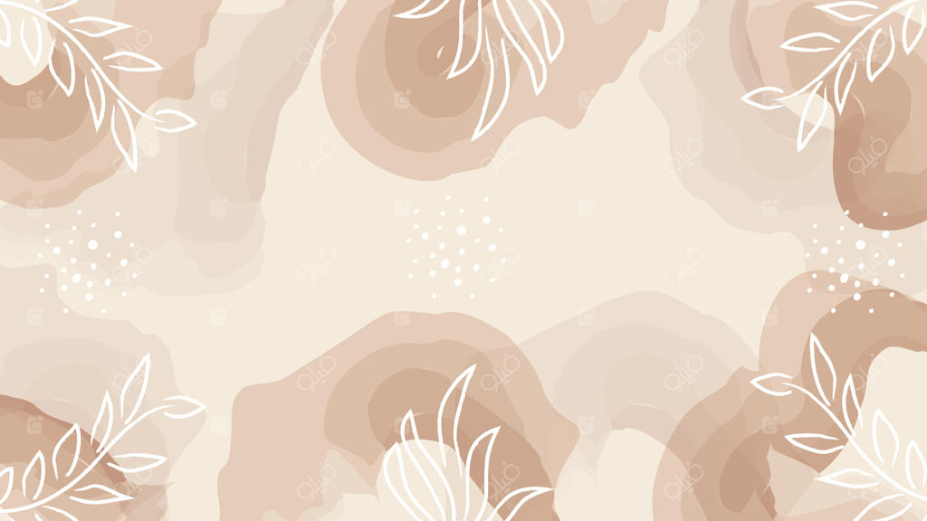 پس‌زمینه بنر با طرح برگ‌های آبرنگی قهوه‌ای پاستلی. نقاشی دستی.