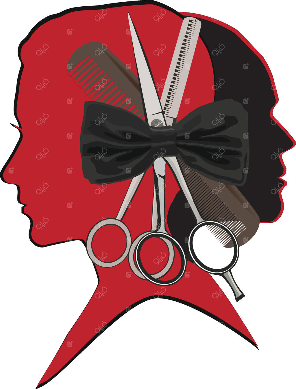 پروفایل‌ افراد با ابزار کار آرایشگر و پیرایشگر