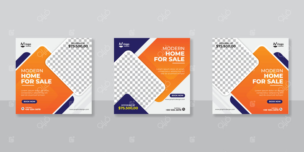 قالب پست بنر شبکه‌های اجتماعی برای املاک و مستغلات