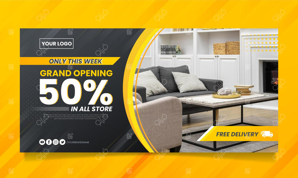 بنر فروش مبلمان با طراحی گرادیانی و عکس