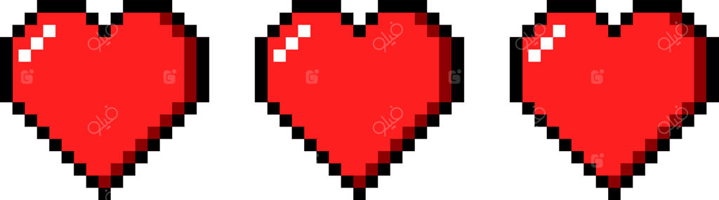 مجموعه‌ای از قلب‌های قرمز پیکسلی، زندگی‌های متعدد