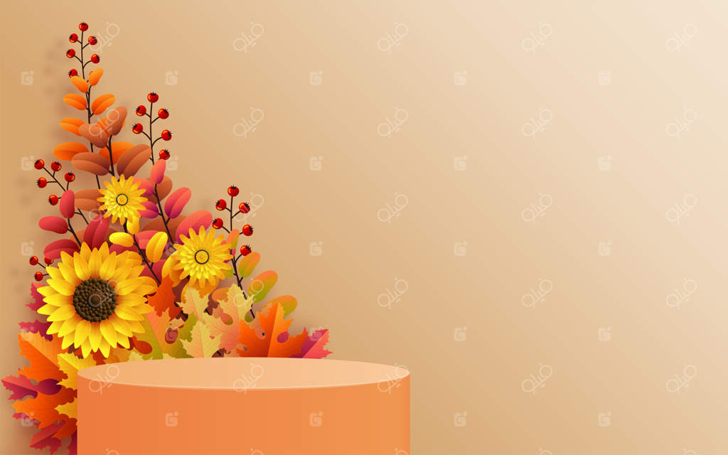 محصولات پس‌زمینه سه‌بعدی با فرم‌های هندسی برای فصل پاییز و تعطیلات