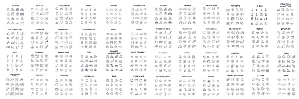 مجموعه عظیم بسته آیکون، نماد و قالب لوگو وکتور برای طراحی گرافیک و وب