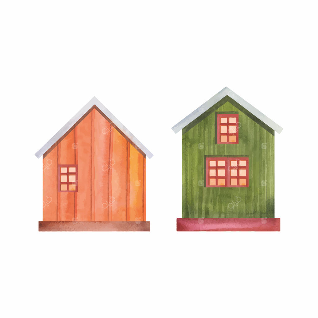 تصویرسازی خانه‌های ساحلی نروژ با آبرنگ - طراحی زیبا برای پارچه