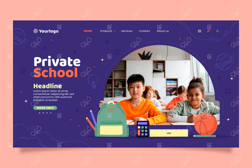 پترن وب‌سایت مدرسه خصوصی با طراحی دستی