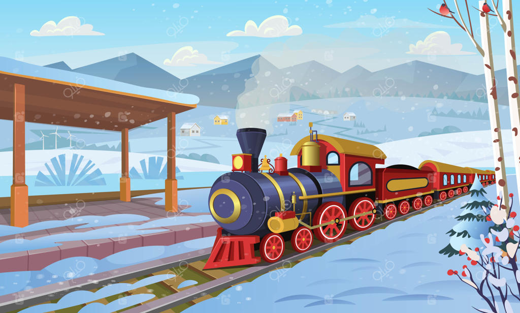 قطار قدیمی با ایستگاه راه‌آهن در روستا