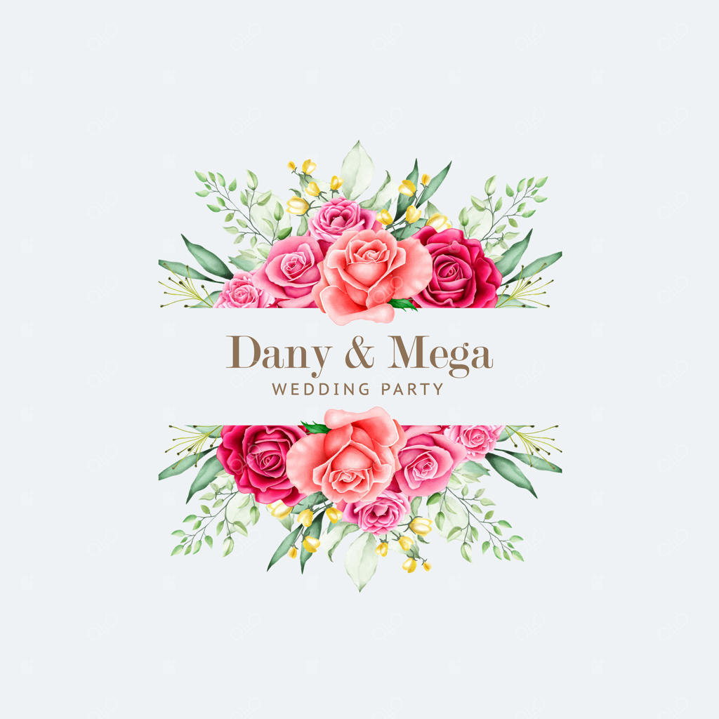 قاب گل‌دار زیبا با گل‌های آبرنگی