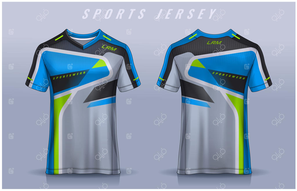 قالب طراحی تی‌شرت ورزشی: پیراهن فوتبال برای یونیفرم باشگاه - نمای جلو و پشت