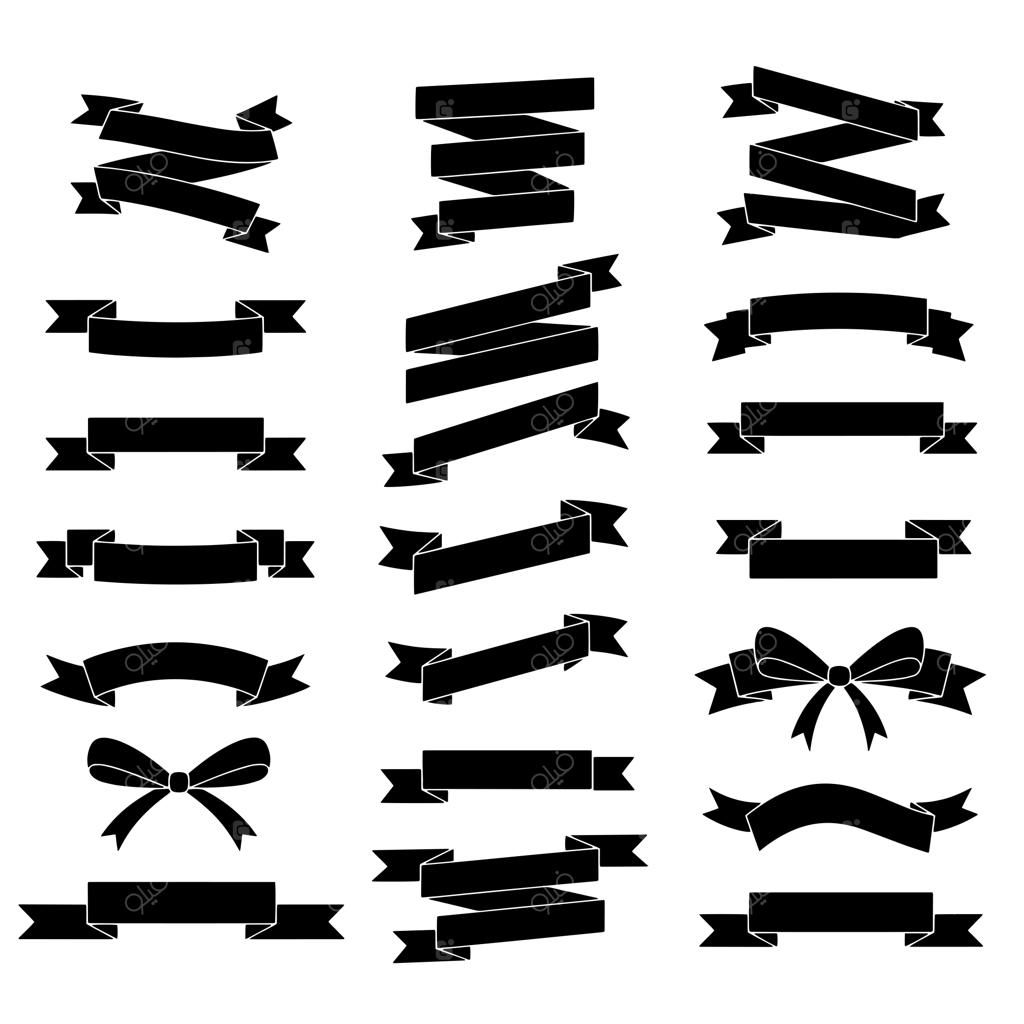 مجموعه بنر و روبان‌های وینتیج با طرح طوماری کلاسیک برای تزیین لوگو و برچسب