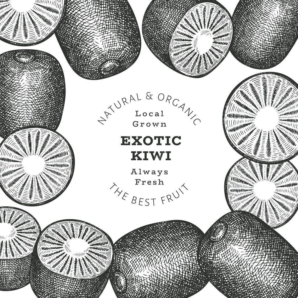 قالب برچسب کیوی با طراحی دستی