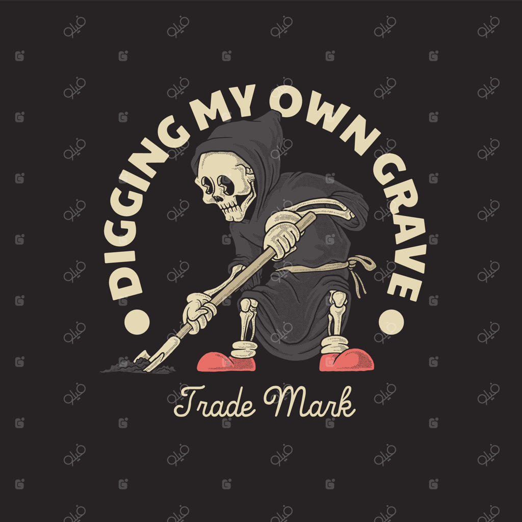 نماد کارتونی جمجمه حفار با سبک قدیمی