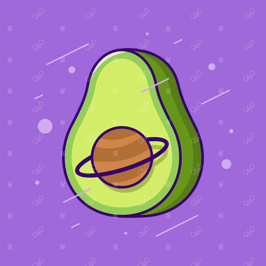 آووکادو با تصویر برداری نماد سیاره زحل