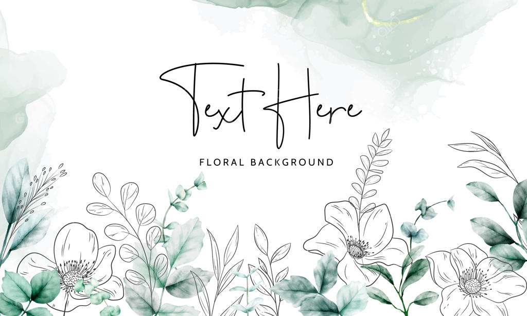 خط گل‌های زیبا و پس‌زمینه گل‌های آبرنگی