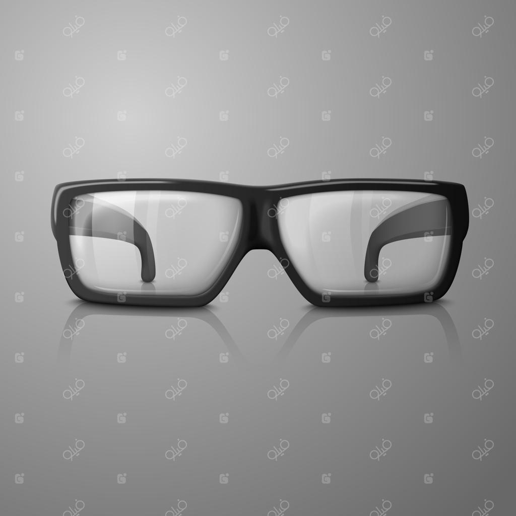 تصویرسازی عینک واقع‌گرایانه با شیشه‌های شفاف برای هر پس‌زمینه