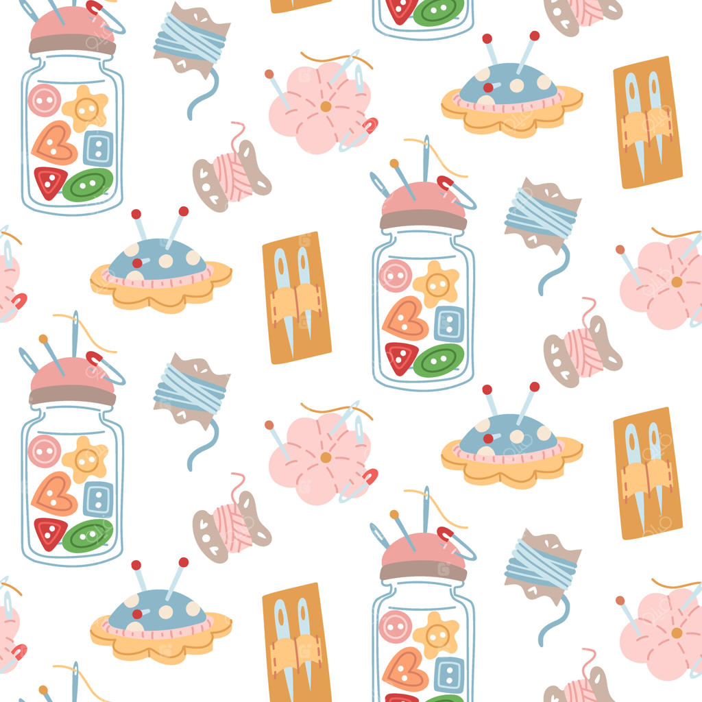 پترن وسایل خیاطی رنگارنگ برای صنایع دستی