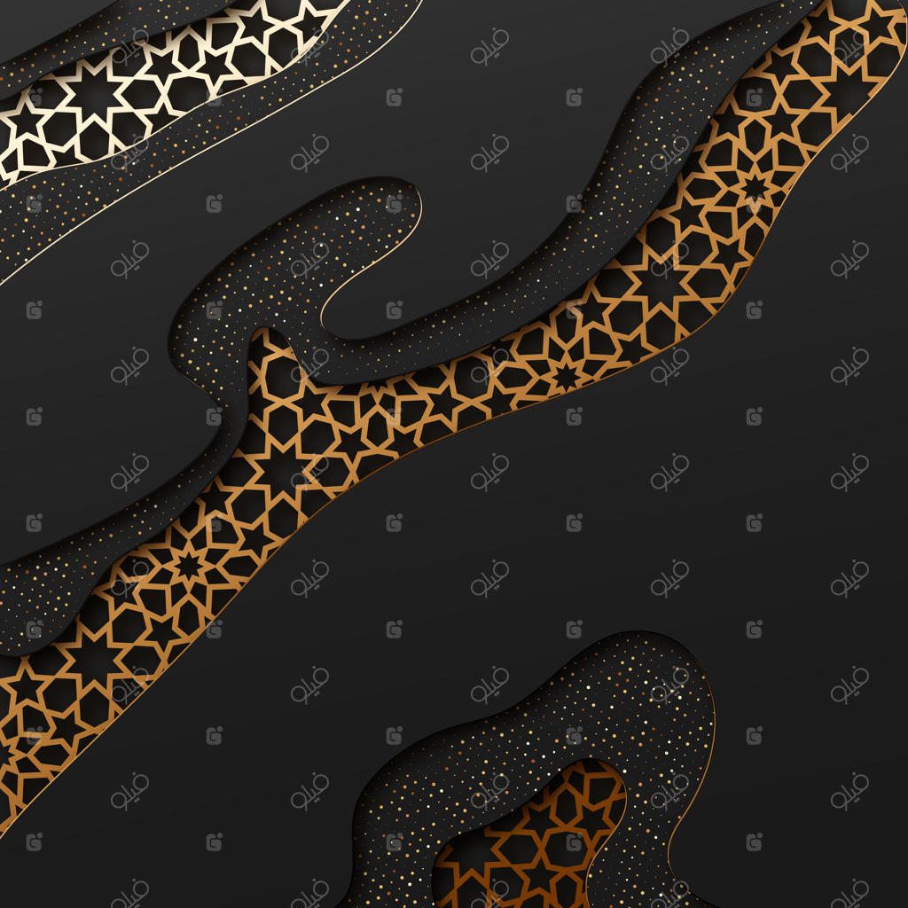 پس‌زمینه سیاه و طلایی با طرح تونل بافت هندسی و پترن برجسته کاغذی. تصویر وکتور