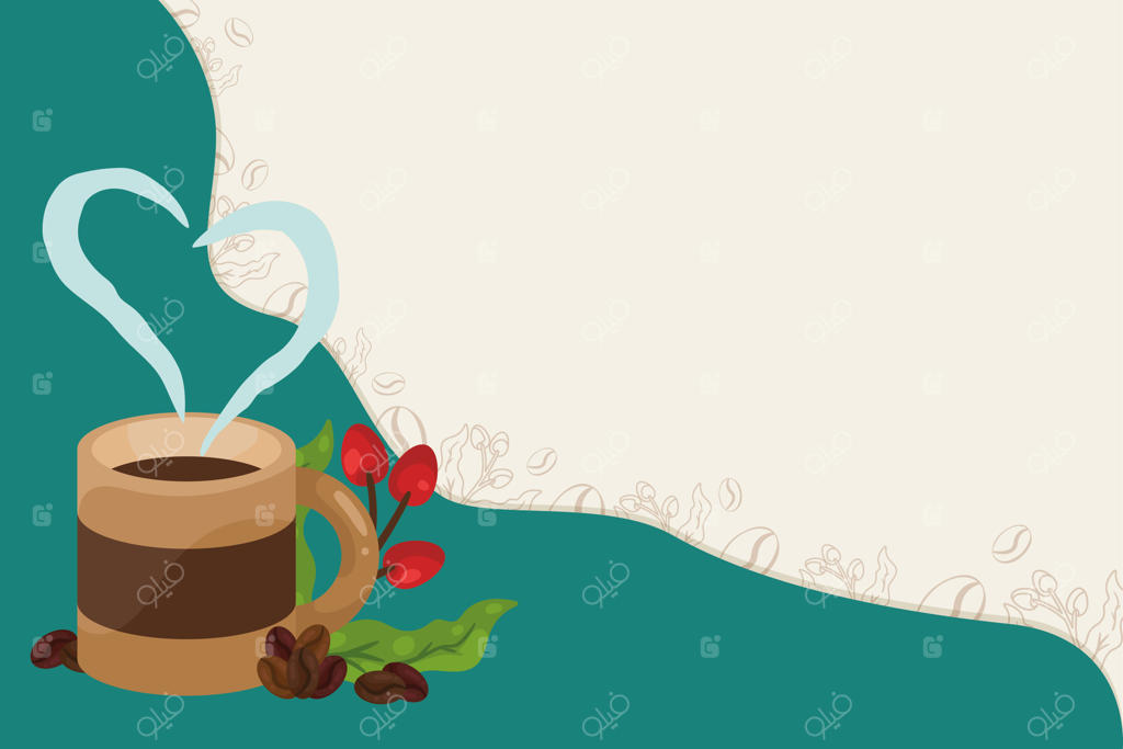 ماگ قهوه و گیاه دانه‌ها