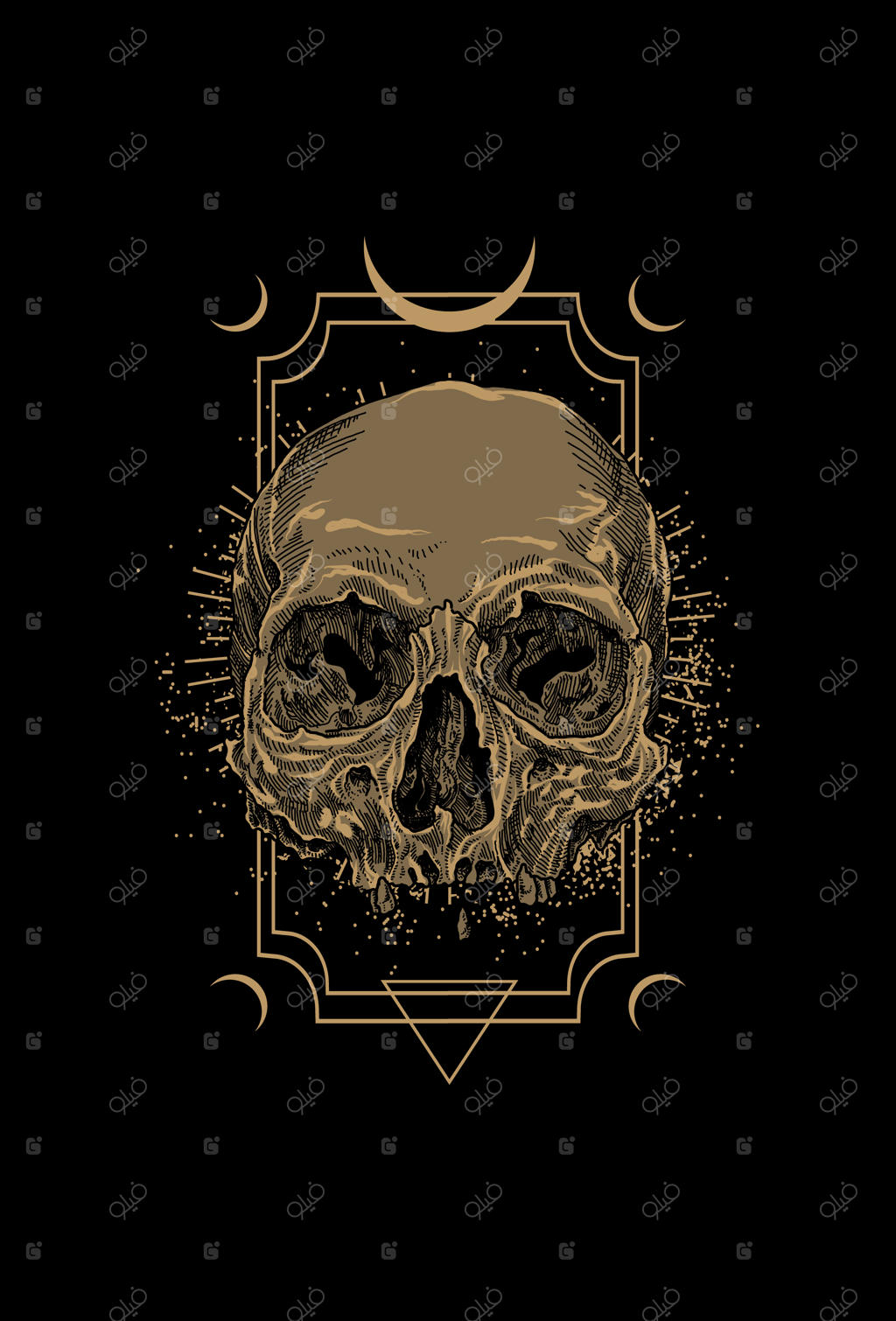 تصویرسازی وکتور جمجمه با نور