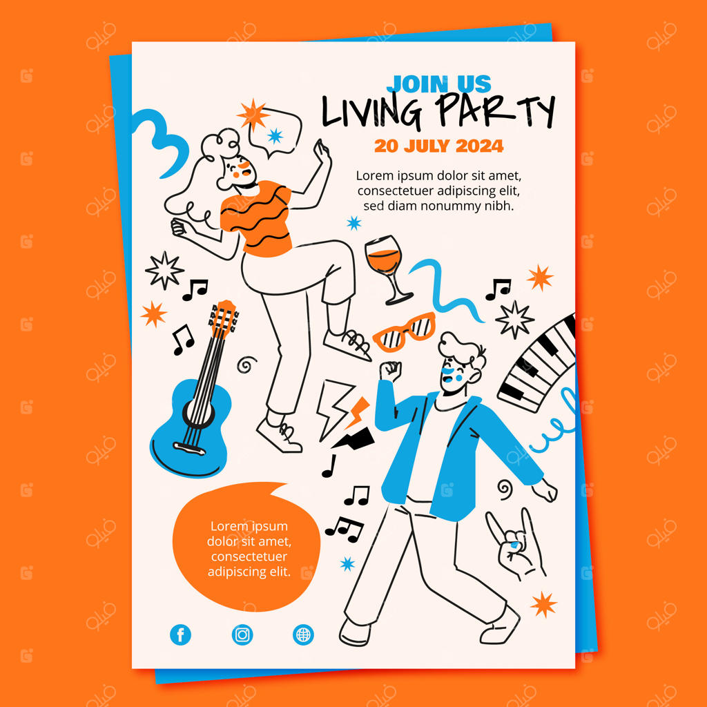 الگوی پوستر طراحی شده با دست و نقاشی‌های ساده