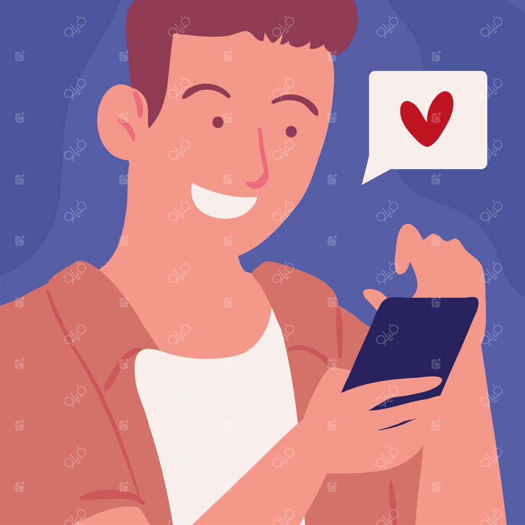 مردی در حال ارسال پیام با گوشی هوشمند