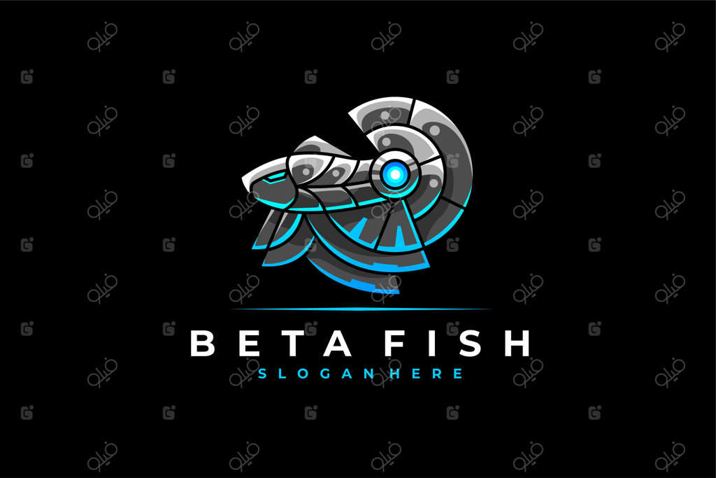 طرح لوگوی ماهی روباتیک مدرن به سبک بتا