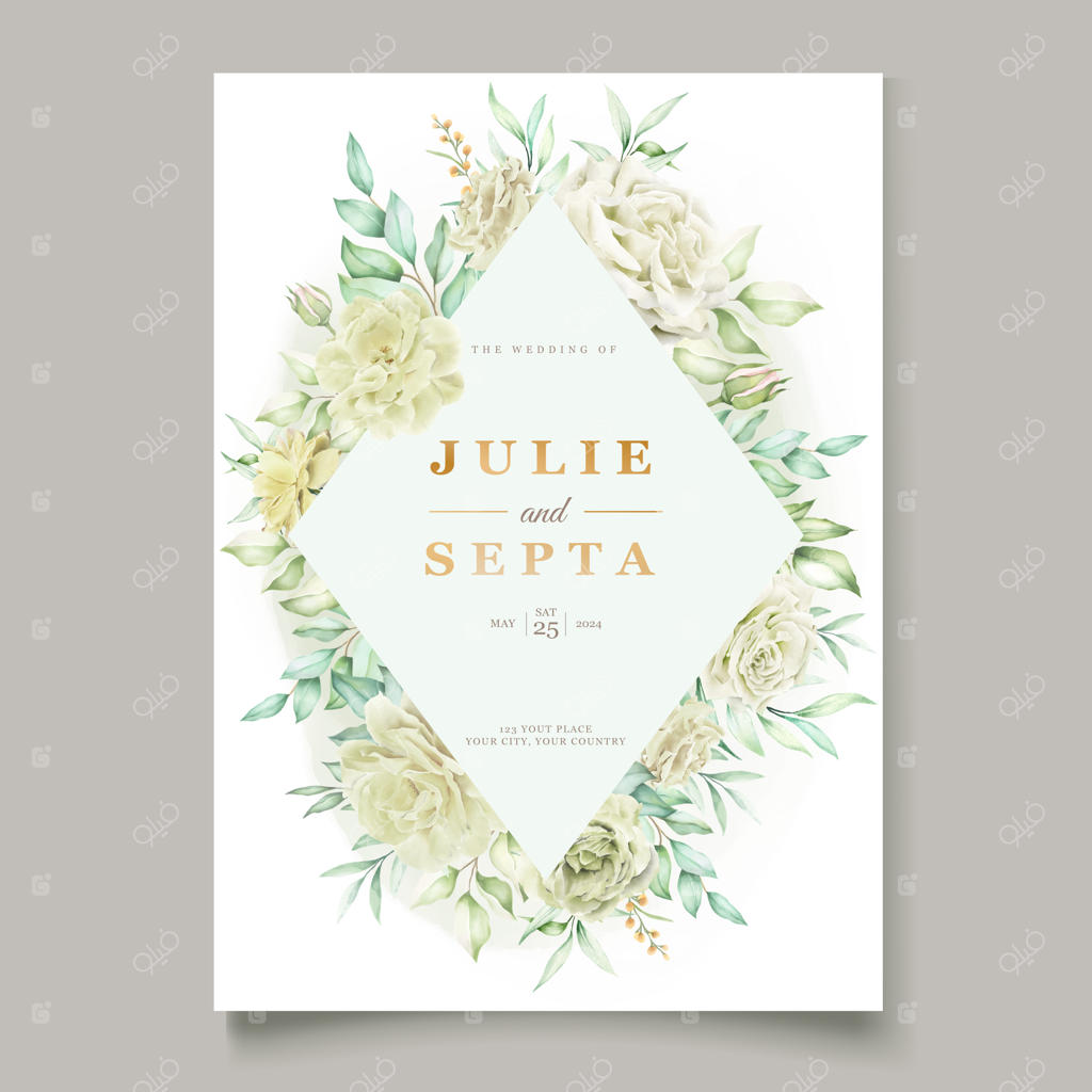 طراحی دعوتنامه عروسی دستی با طرح گل‌های زیبا