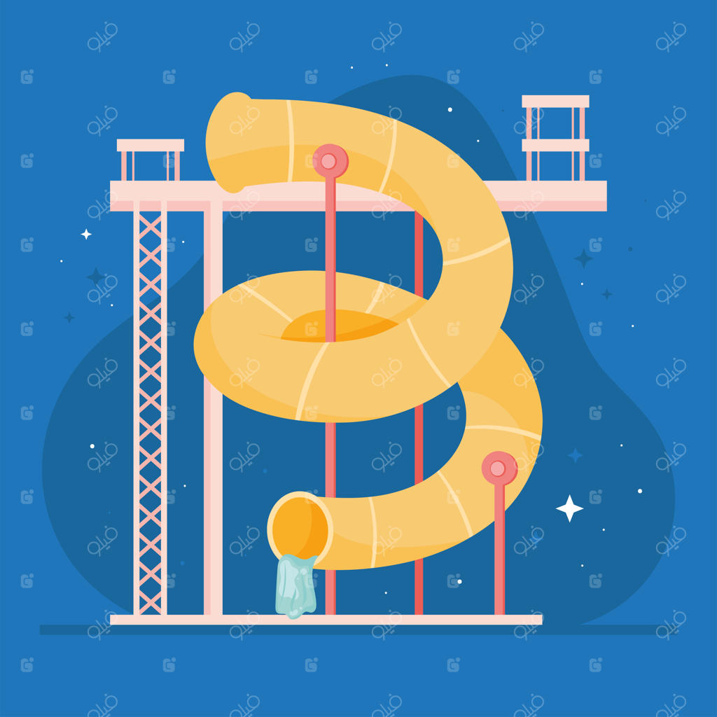 سرسره مارپیچ زرد پارک آبی