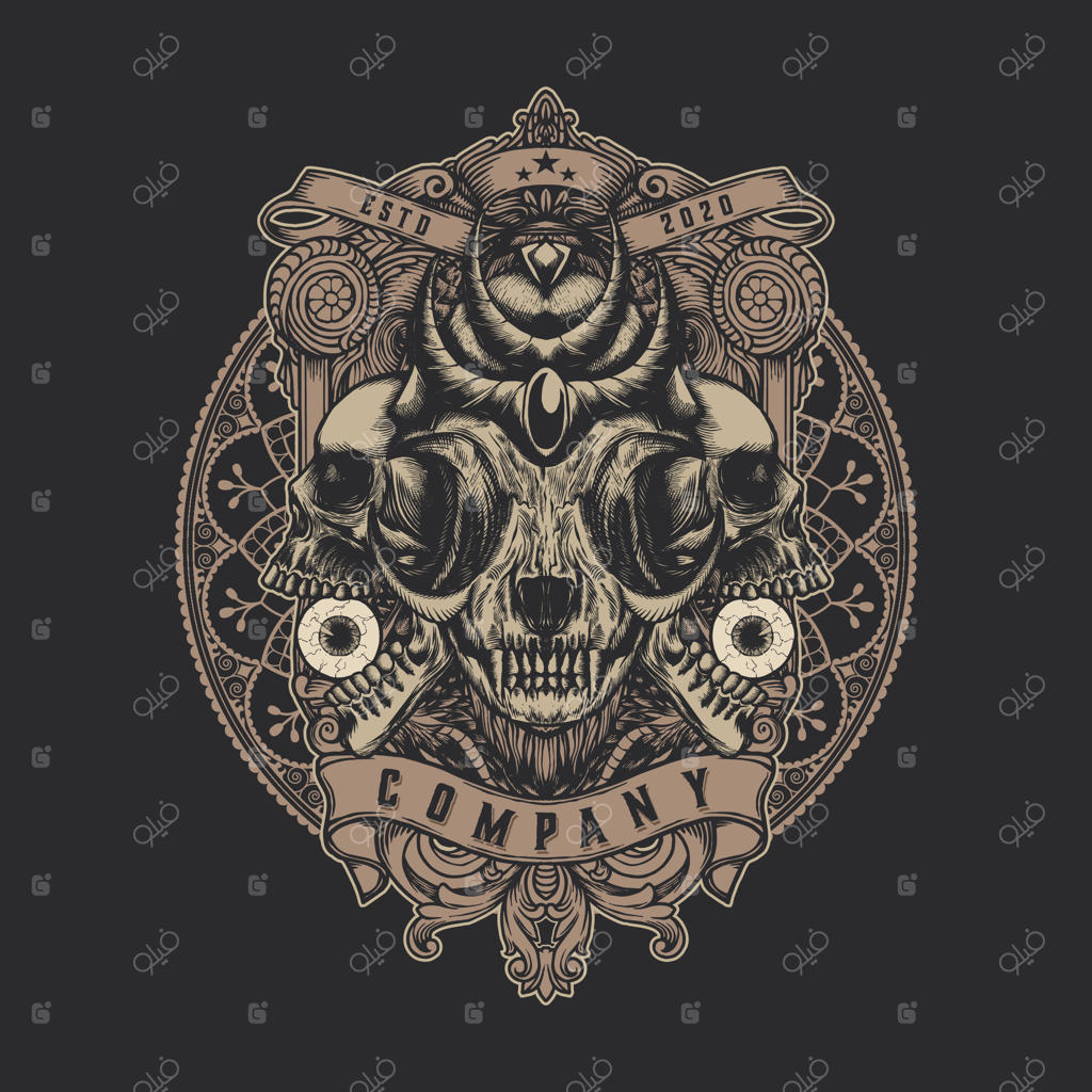 لوگوی کلاسیک جمجمه و چشم