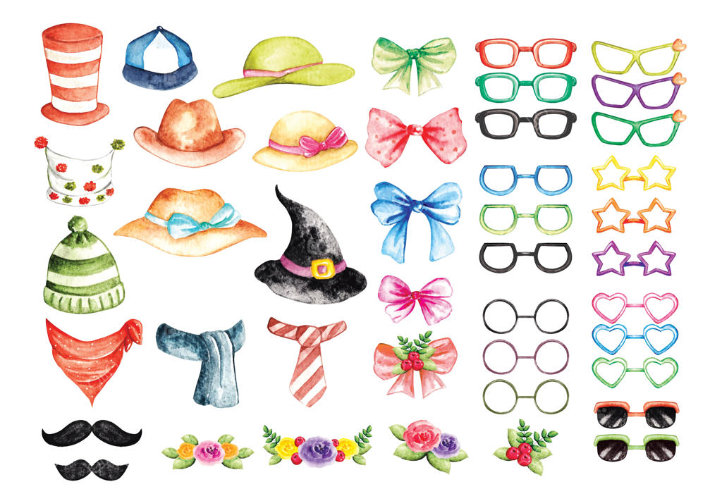 مجموعه‌ای از اکسسوری‌های مد با آبرنگ