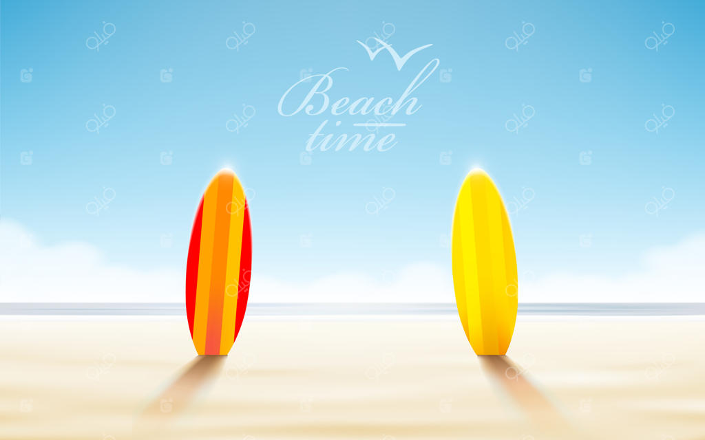 تخته‌موج‌سواری‌ها بر ساحل، زیر آفتاب و چشم‌انداز دریا