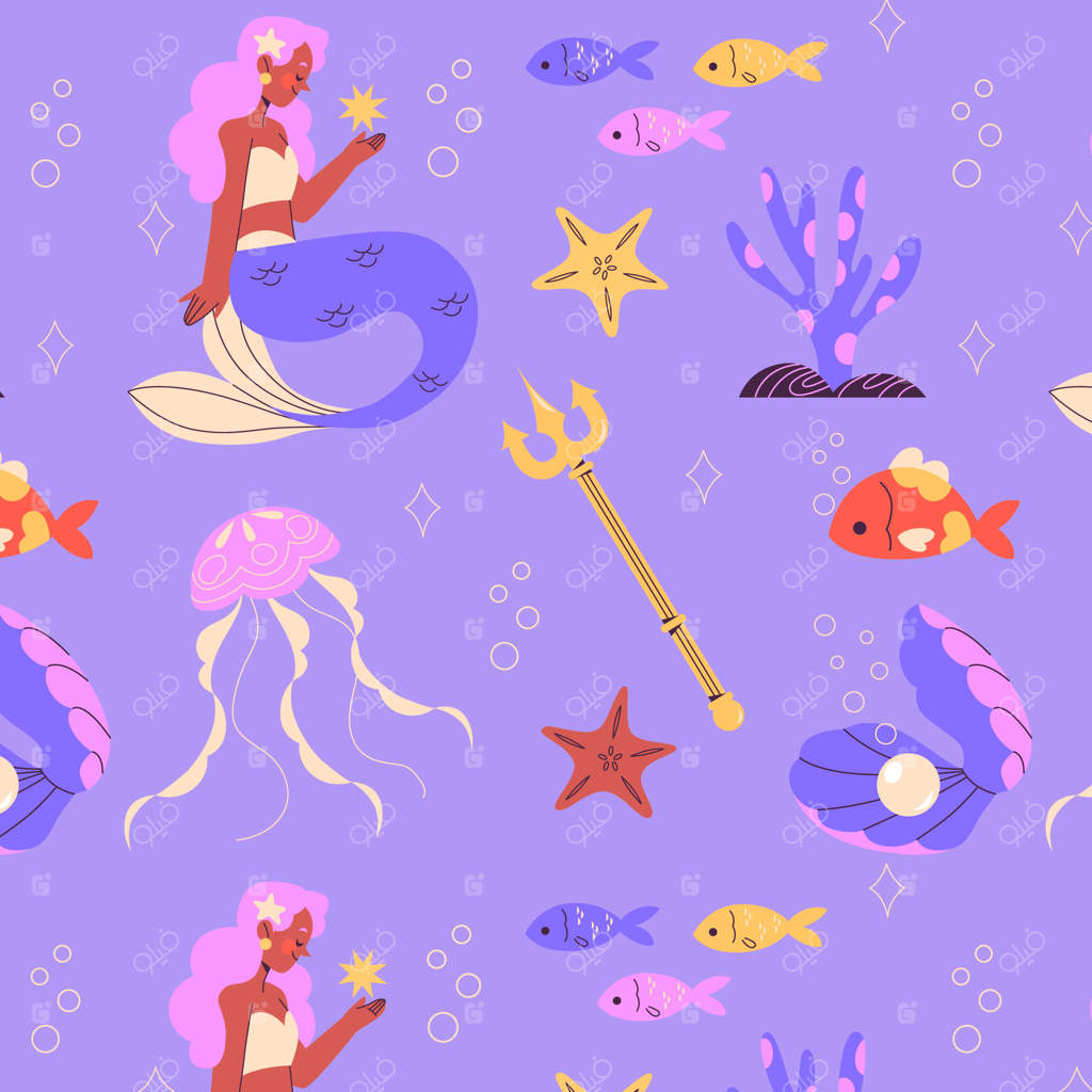 طرح طراحی پری دریایی به سبک مینیمال