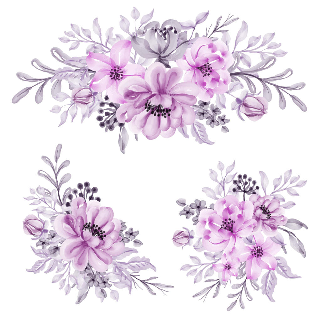مجموعه چیدمان گل‌های آبرنگی صورتی پاستلی