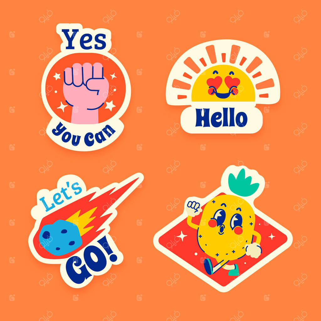 مجموعه برچسب‌های قدیمی با طرح تخت