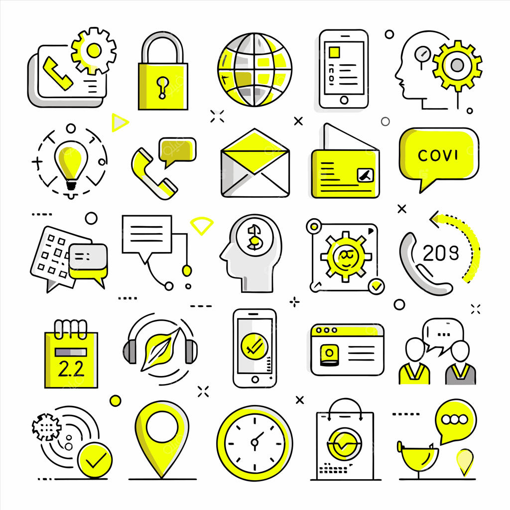 مجموعه آیکون‌های متنوع شامل دایره و کلید