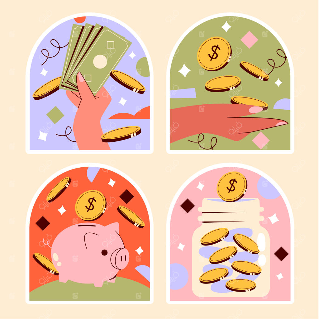 مجموعه برچسب‌های ساده برای پول