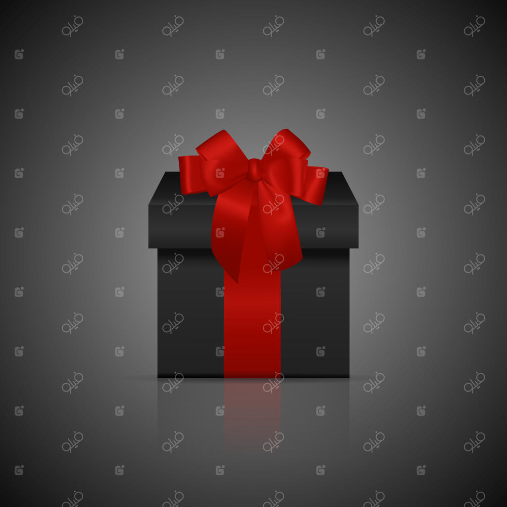 جعبه هدیه مشکی با روبان و پاپیون قرمز