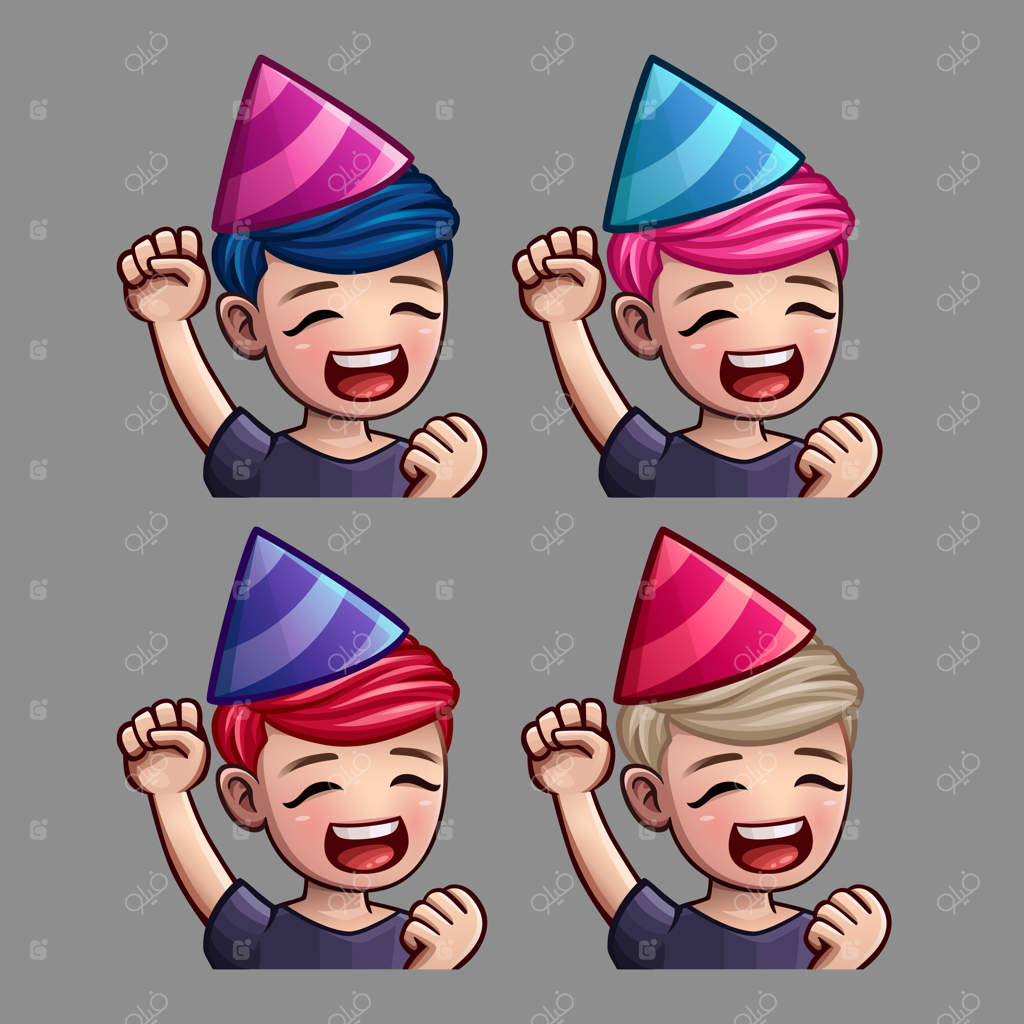 آیکون‌های احساسی لبخند برای خانم با موهای بلند مناسب شبکه‌های اجتماعی و استیکرها