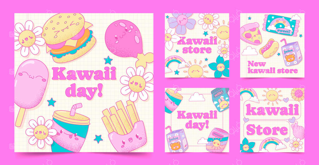 پست اینستاگرامی با طراحی دستی به سبک کاوایی