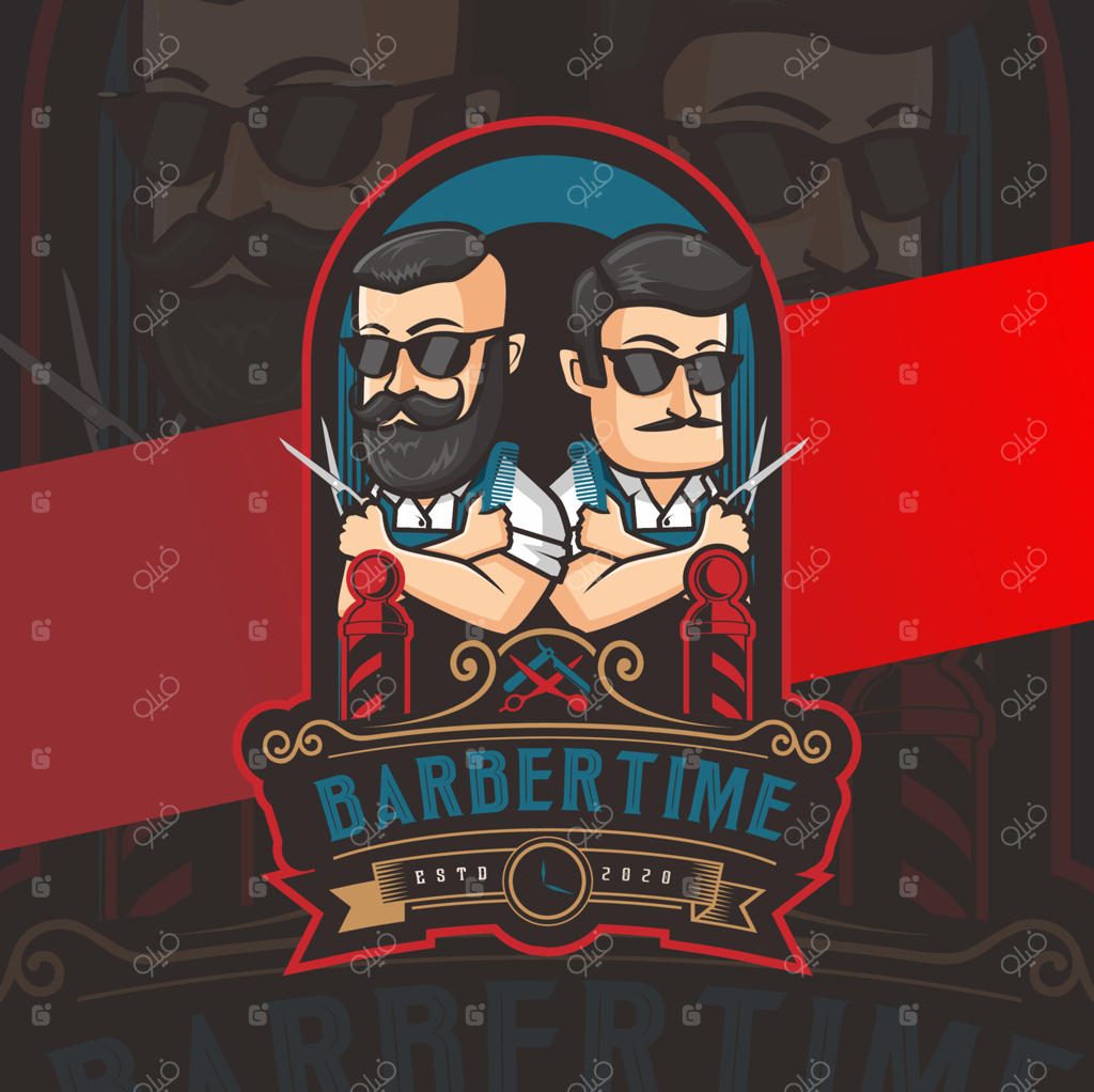 طراحی لوگو شخصیت آرایشگر مرد با سبک کلاسیک برای کسب و کار کوتاهی مو