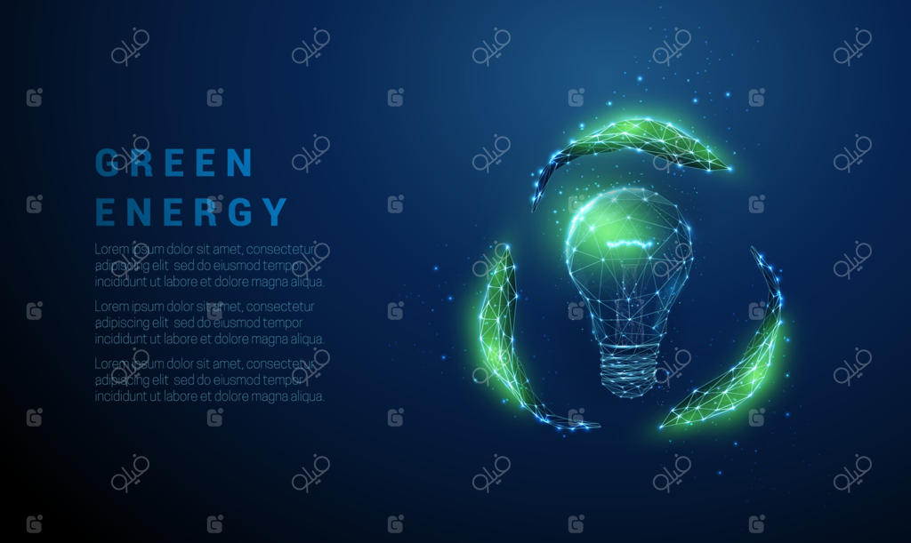 لامپ انتزاعی و درخشان آبی با طرح چندضلعی