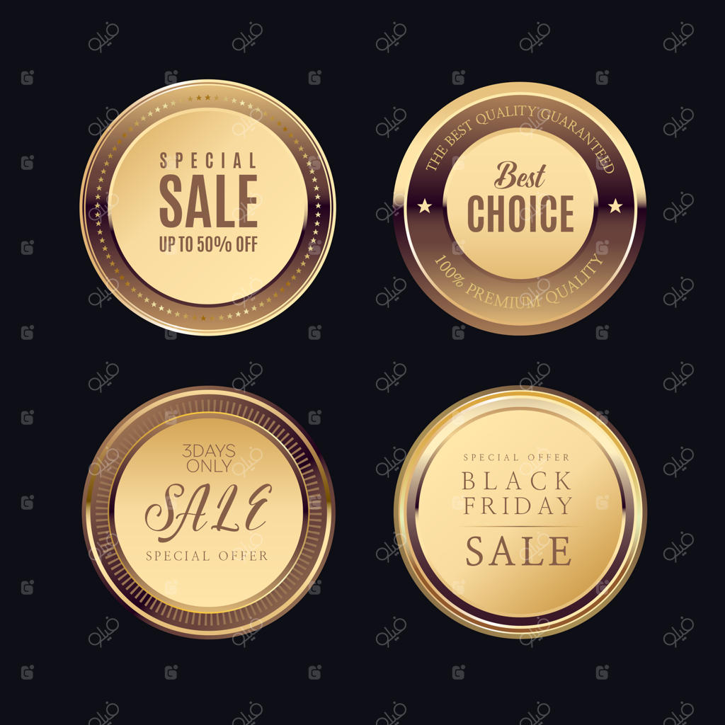 برچسب‌های طلایی با قاب طلایی روی بژ