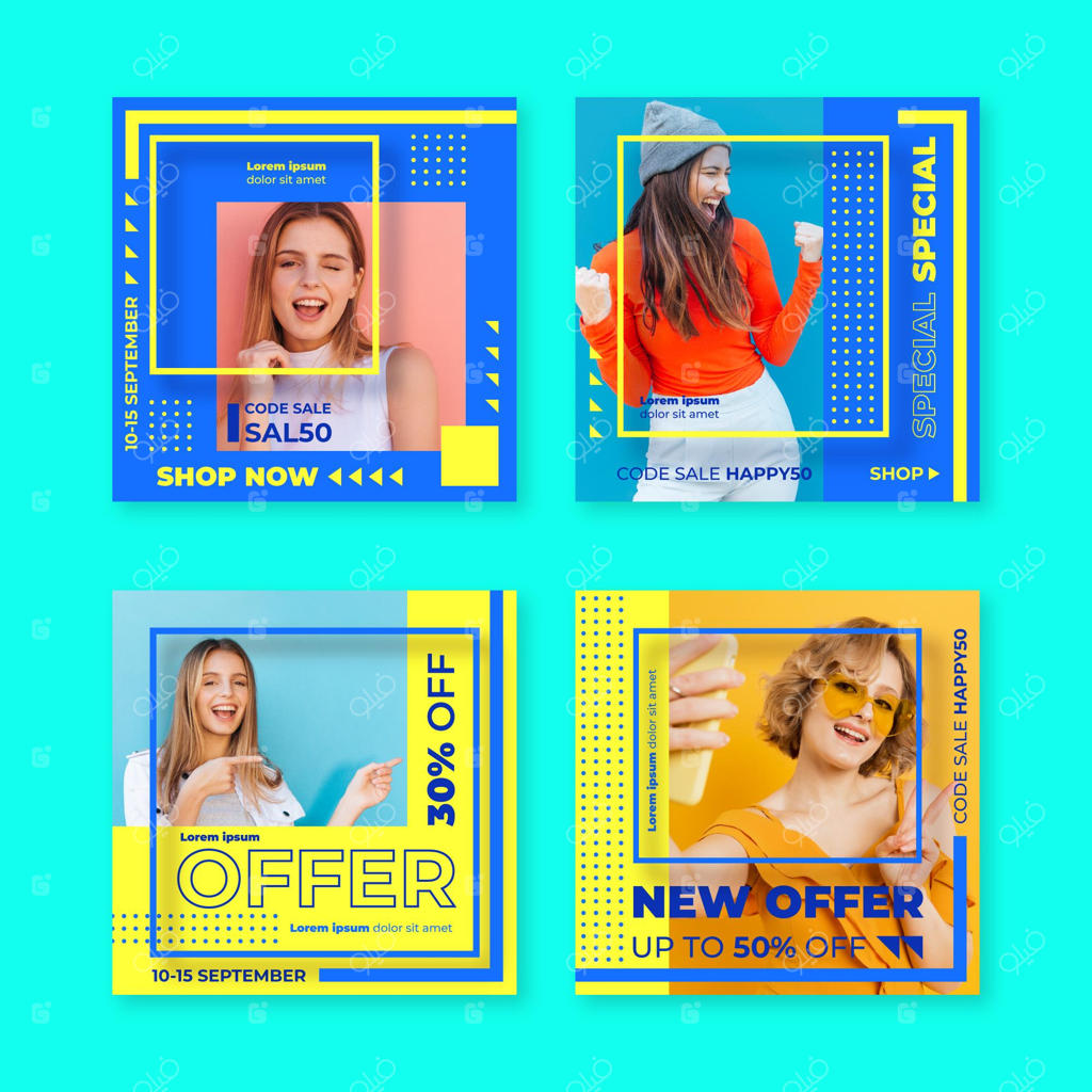 مجموعه پست‌های اینستاگرامی جذاب و رنگارنگ فروش