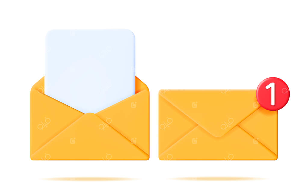 پاکت سه‌بعدی نامه با سند و اعلان