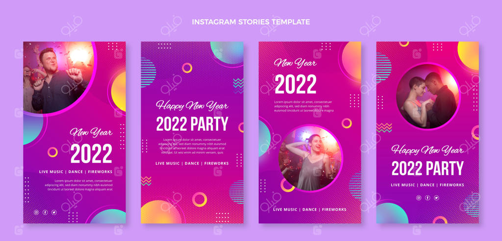 مجموعه استوری‌های اینستاگرام سال نو با طراحی گرادینت